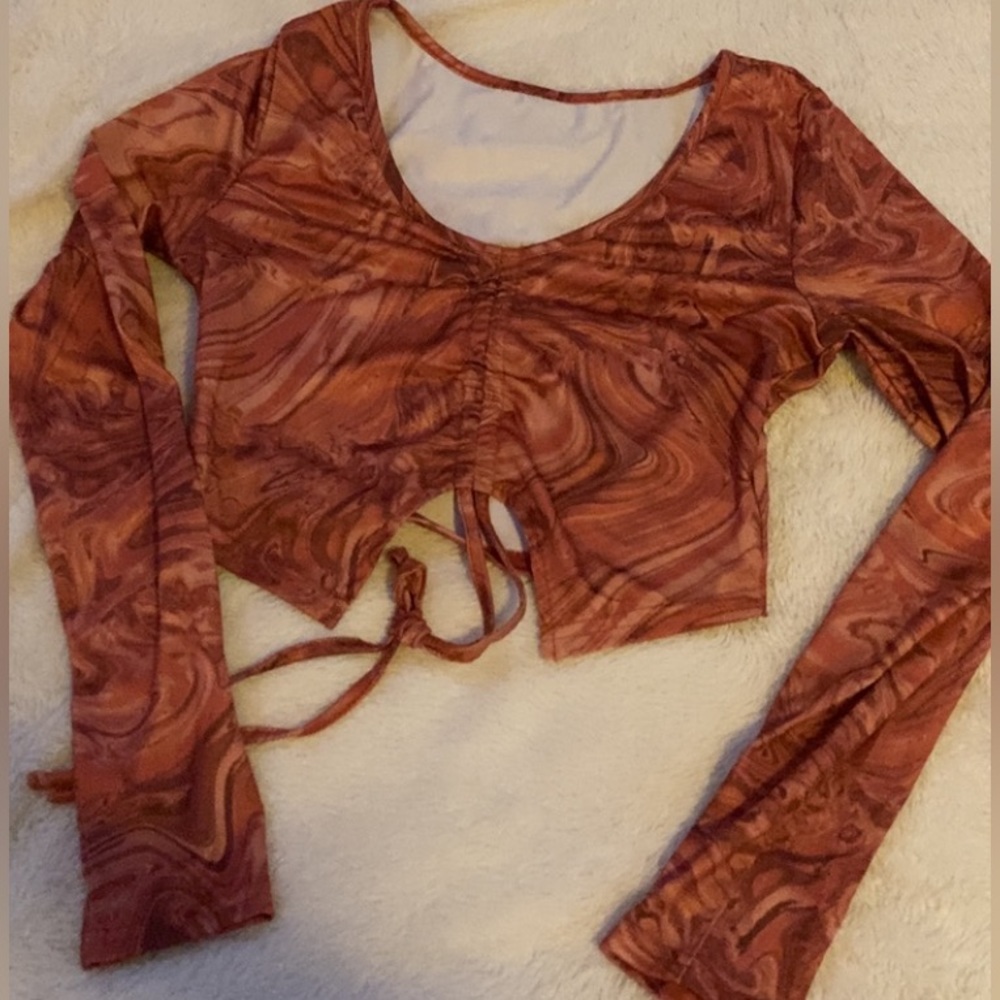 Light brown cropped womens long sleeve